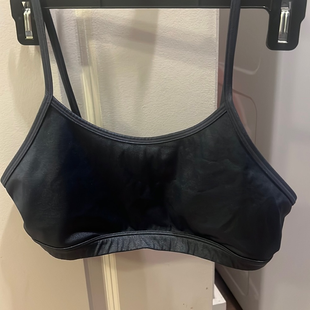 Blue metallic sports bra